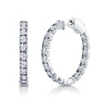 14K White Gold Diamond Hoop Earrings