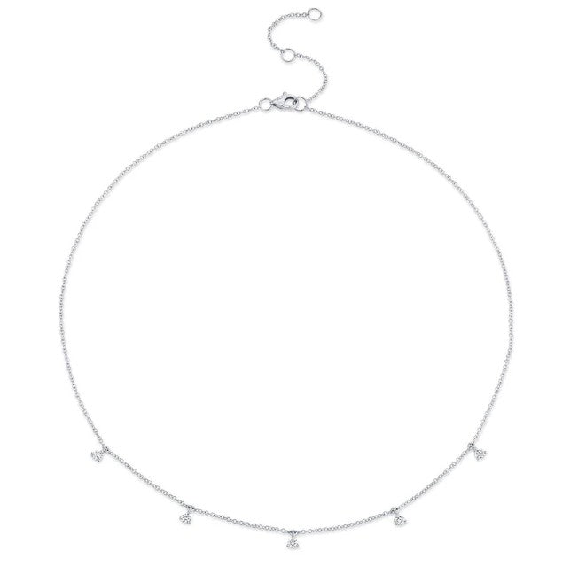 14K White Gold Diamond Dangle Necklace