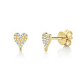 14K Gold HeartButton Diamond Earrings