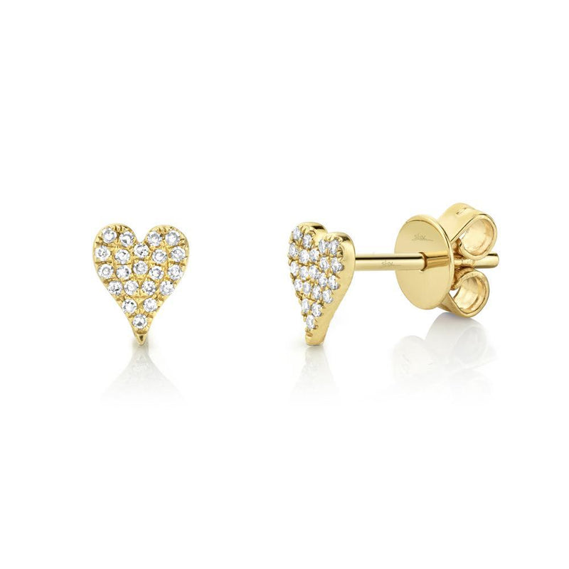 14K Gold Heart Button Diamond Earrings