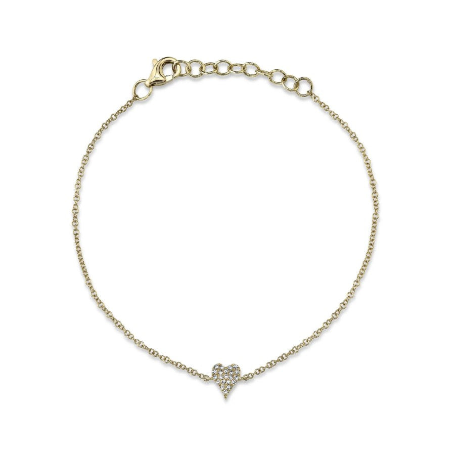 14K Gold Diamond Heart Bracelet