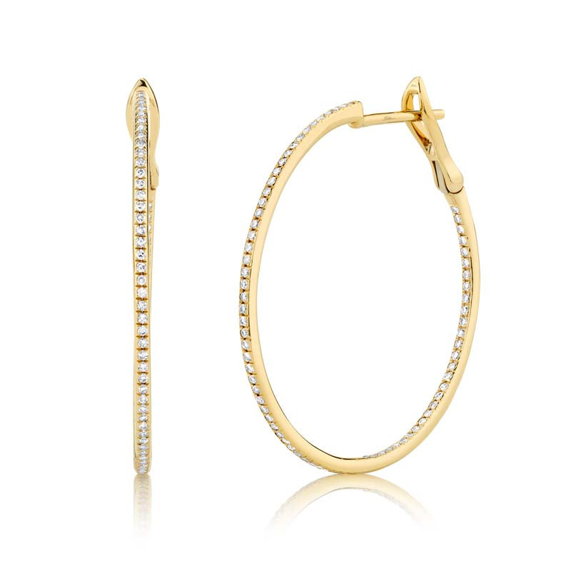 14K Gold Diamond Hoop Earrings