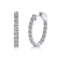 14K White Gold Diamond Hoop Earrings