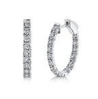 14K White Gold Diamond Hoop Earrings