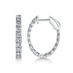 14K White Gold Diamond Hoop Earrings