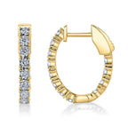 14K Gold Diamond Oval Hoop Earrings