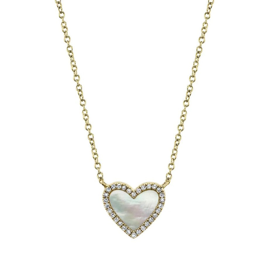 14K Gold Mother of Pearl Heart Necklace