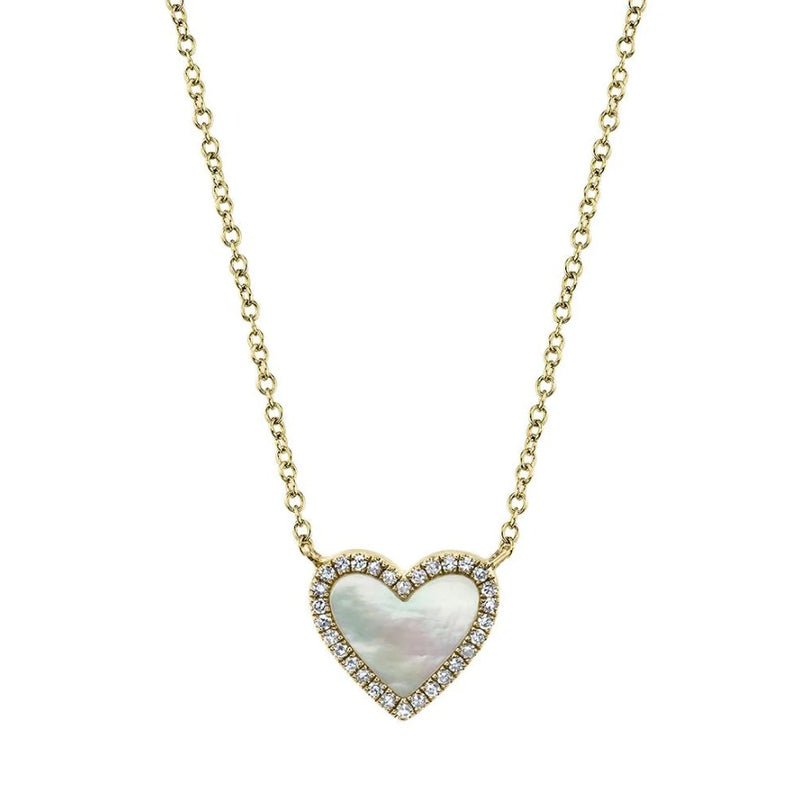 14K Gold Mother of Pearl Heart Necklace