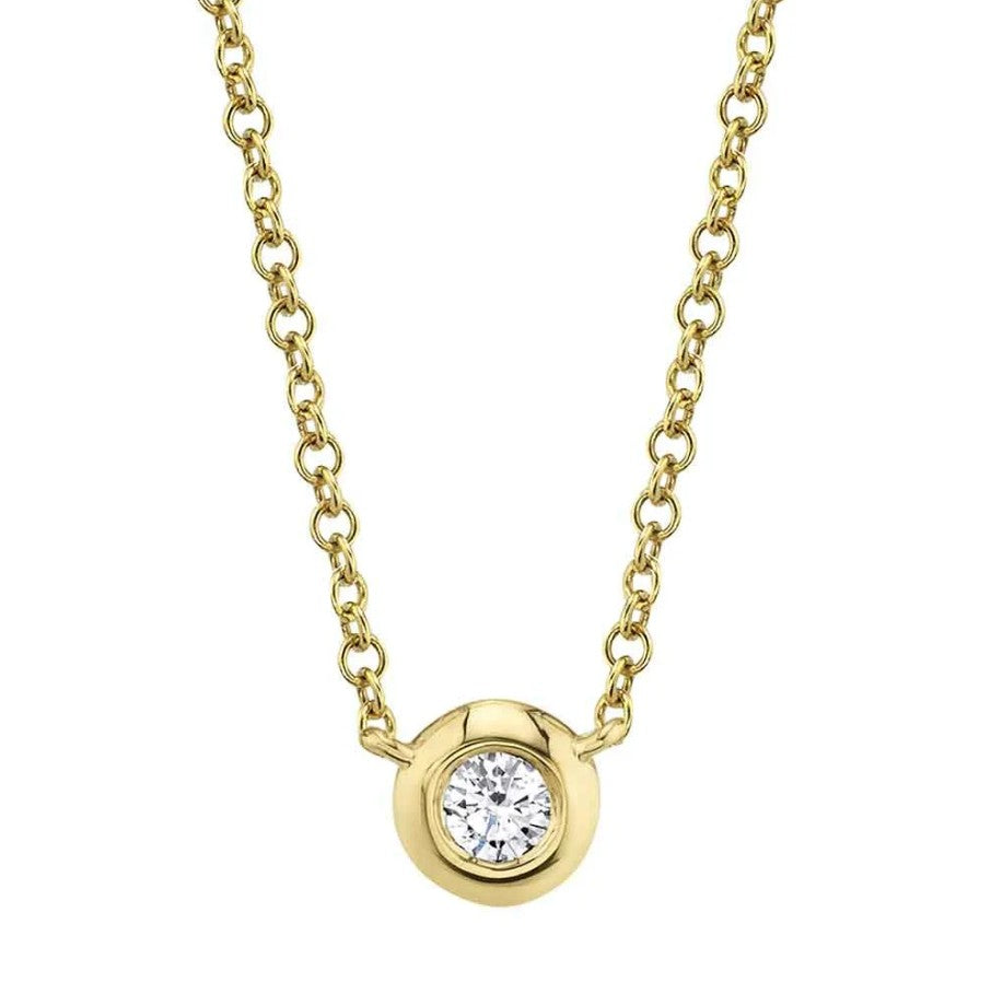 14K Gold Bezel Set Diamond Necklace