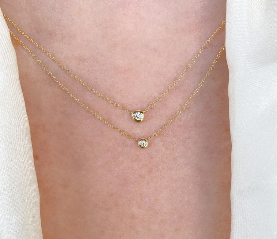 14K Gold Bezel Set Diamond Necklace