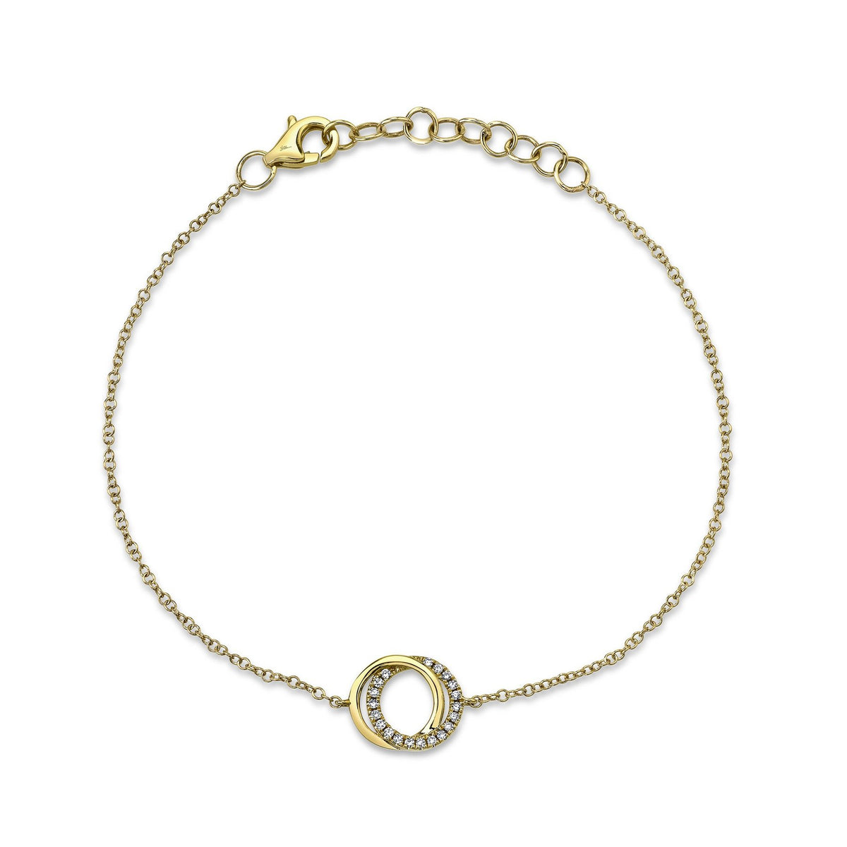 14K Gold Love Knot Circle Diamond Bracelet