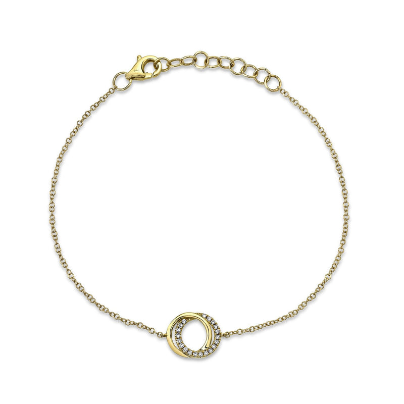 14K Gold Love Knot Circle Diamond Bracelet