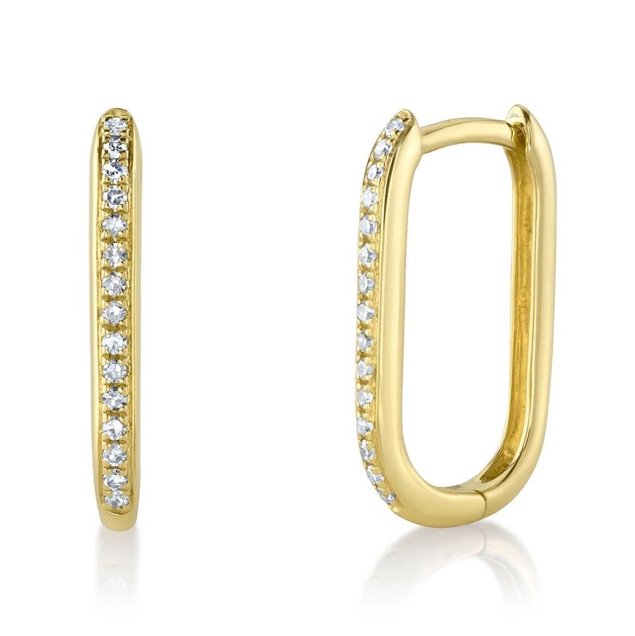 14K Yellow Gold Diamond Hoop Earrings