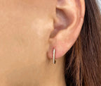 14K Yellow Gold Diamond Hoop Earrings