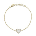14K Gold Mother of Pearl & Diamond Heart Bracelet