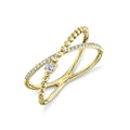14K Yellow Gold Bridge Diamond Fashion Ring