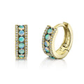 14K Gold Diamond & Opal Huggie Earrings