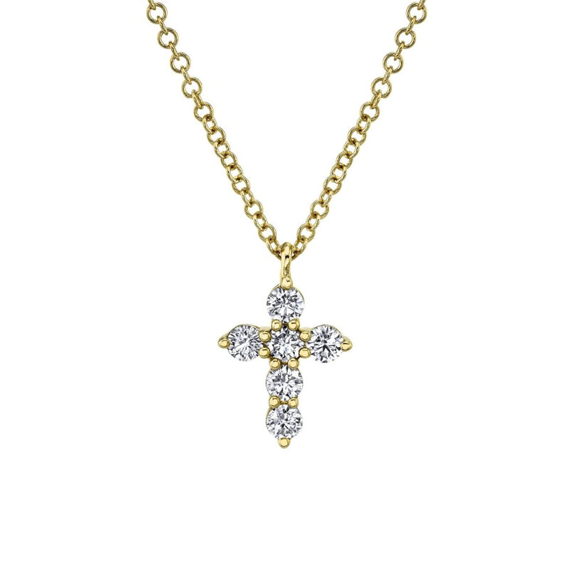 14K Gold Diamond Cross Necklace