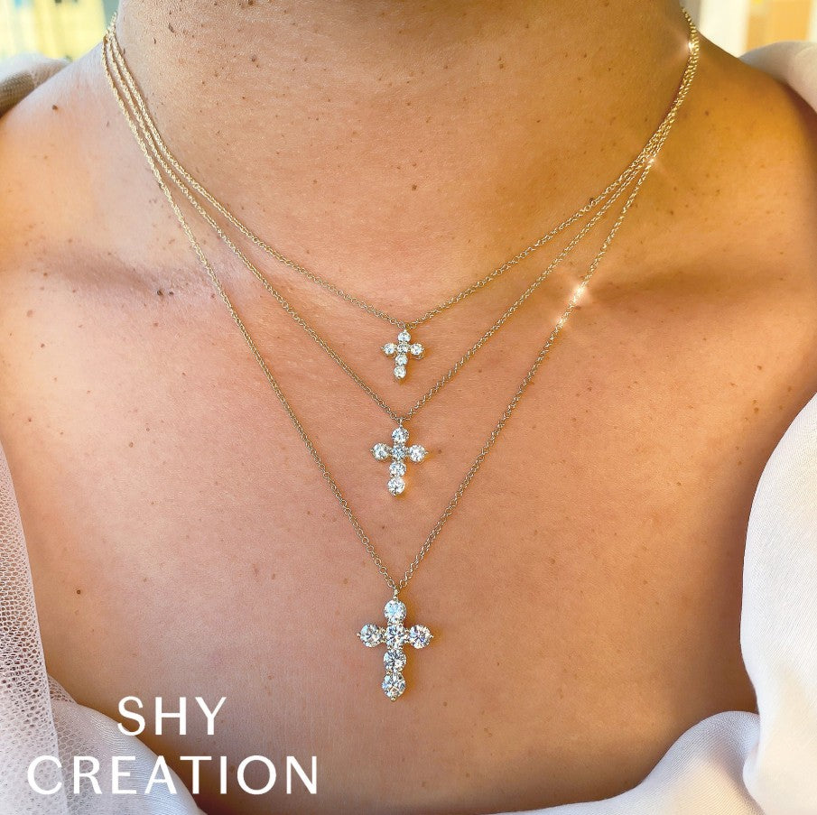 14K Gold Diamond Cross Necklace