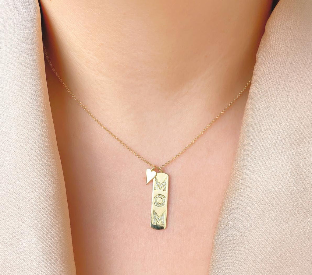 14K Yellow Gold Bar Diamond Necklace