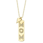 14K Gold Bar "MOM" Diamond Necklace