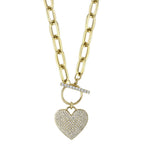 14K Gold Diamond Pave Heart Necklace