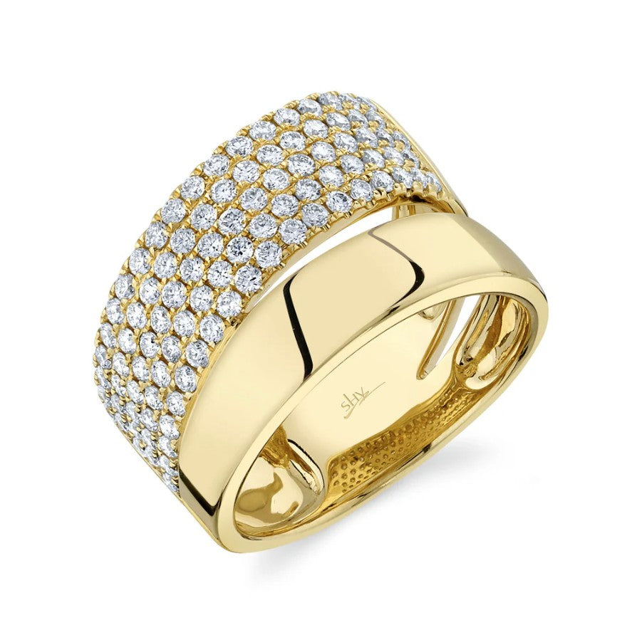 14K Gold Diamond Pave Bridge Ring