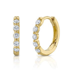 14K Yellow Gold Diamond Huggie Earrings