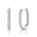 14K White Gold Oval Diamond Huggies
