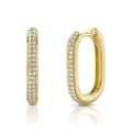 14K Yellow Gold Ova Diamond Huggies