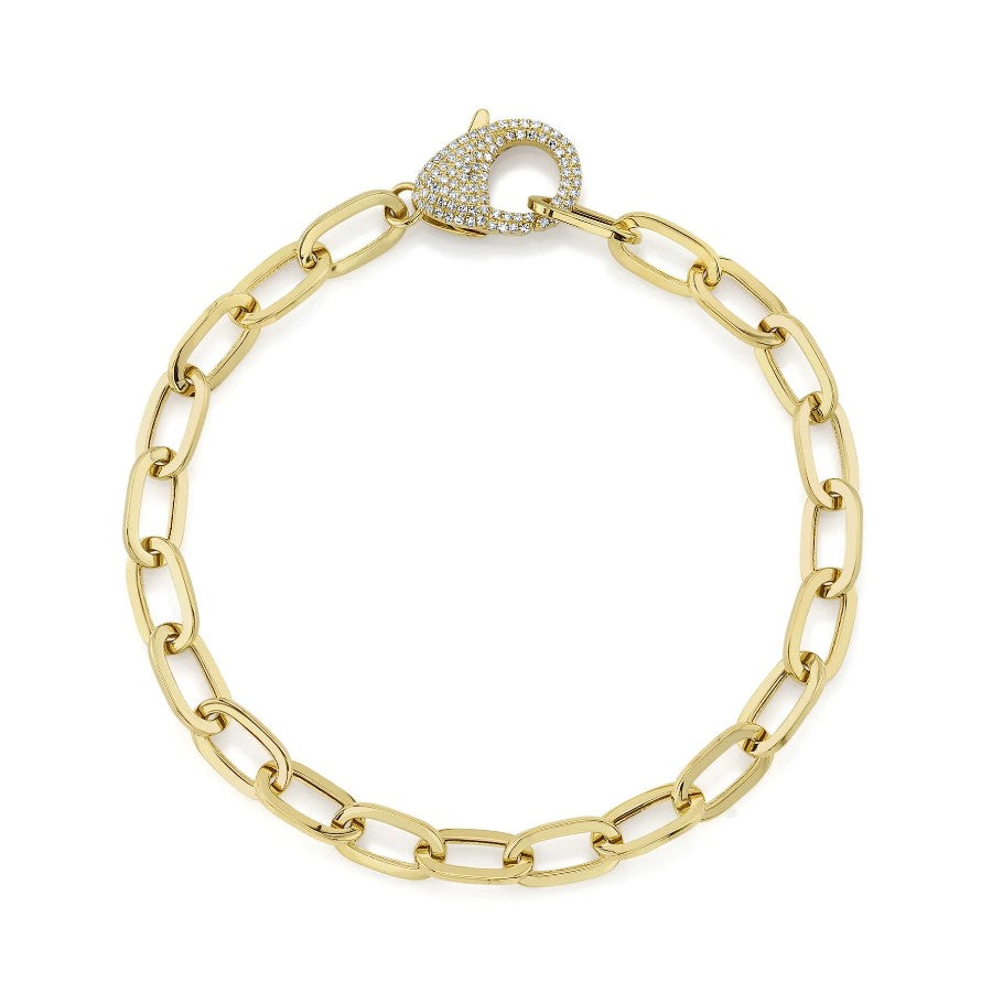 14K Yellow Gold Oval Paper Clip Link Bracelet
