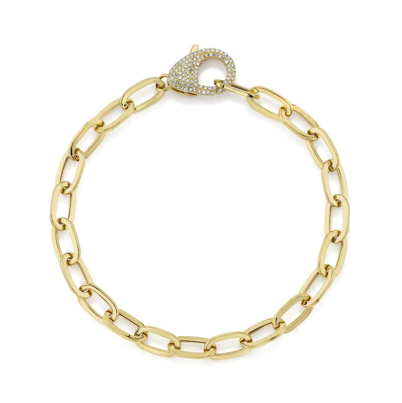 14K Yellow Gold Oval Paper Clip Link Bracelet