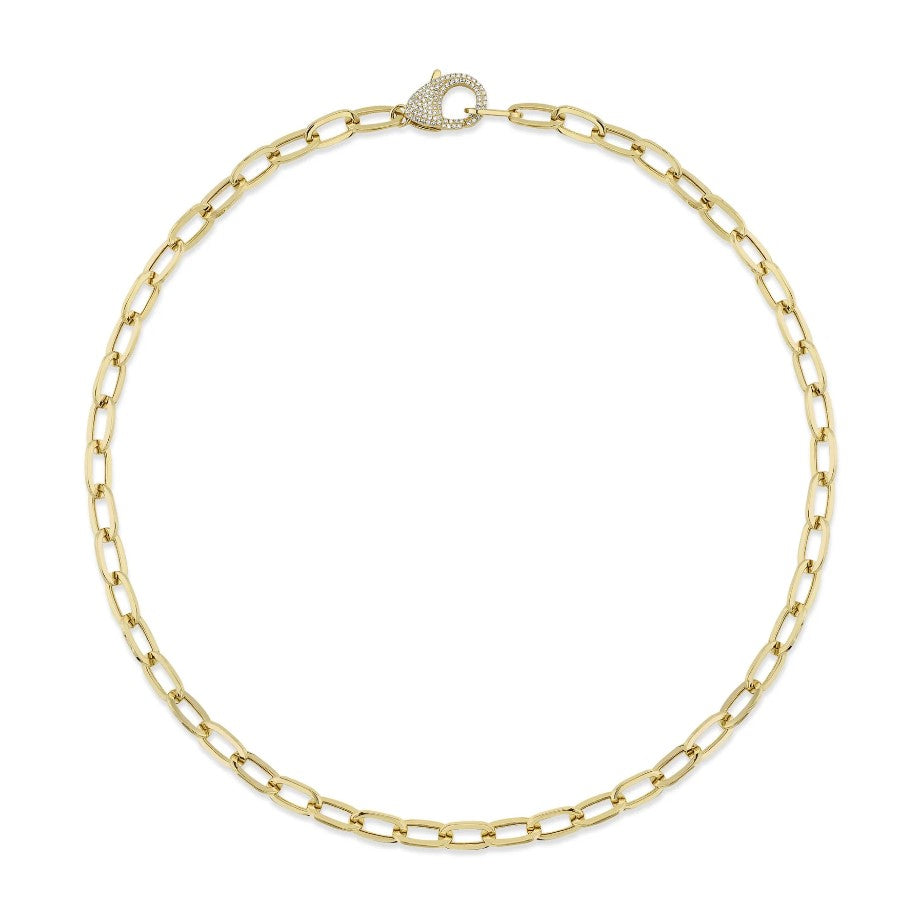 14K Yellow Gold Oval Paper Clip Link Necklace