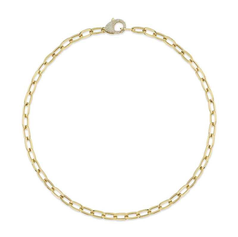14K Yellow Gold Oval Paper Clip Link Necklace