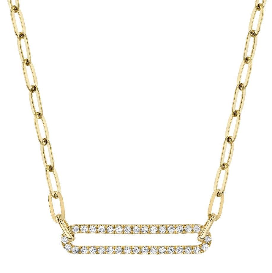 14K Yellow Gold Bar Diamond Necklace