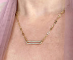 14K Yellow Gold Bar Diamond Necklace
