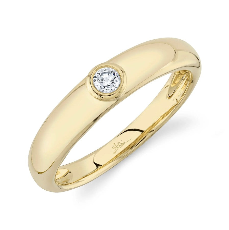 14K Yellow Gold Bezel Diamond Fashion Ring