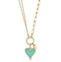 14K Yellow Gold Paper Clip And Heart Necklace