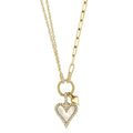 14K Yellow Gold Paper Clip and Heart Necklace