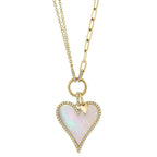 14K Yellow Gold Paper Clip and Heart Necklace
