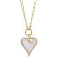 14K Yellow Gold Paper Clip and Heart Necklace