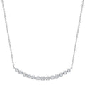 14K White Gold Crown Set Diamond Bar Necklace