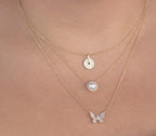 14K White Gold Diamond Pearl Necklace