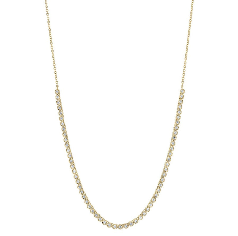14K Gold Crown Set Diamond Tennis Necklace