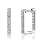 14K White Gold Diamond Hoop Earrings