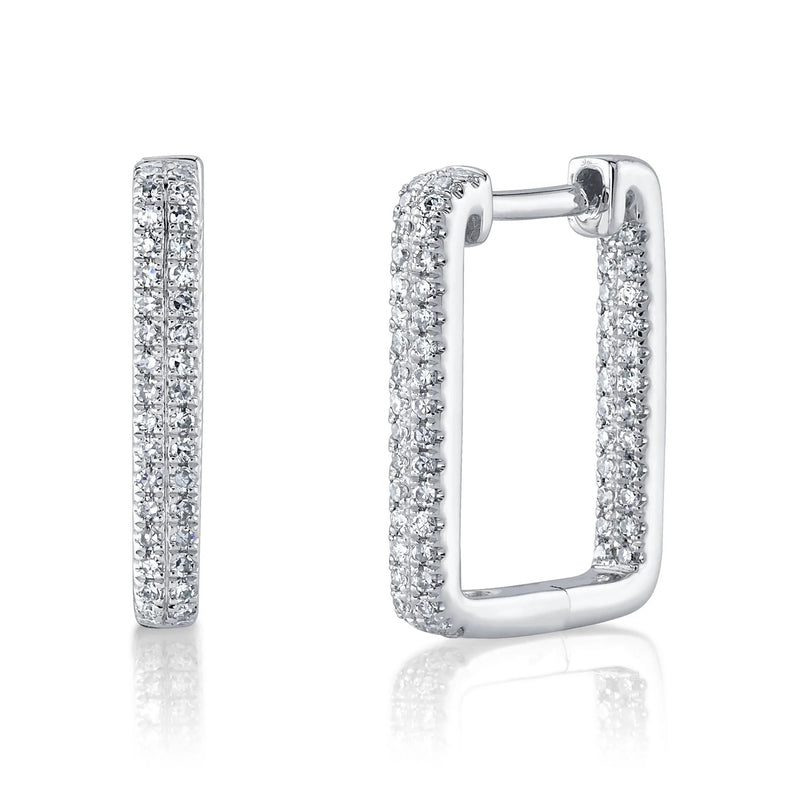 14K White Gold Diamond Hoop Earrings