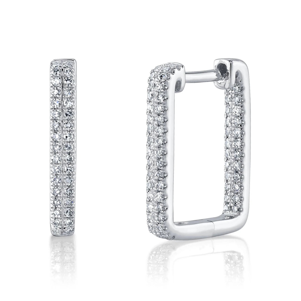 14K White Gold Diamond Hoop Earrings