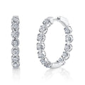 14K White Gold Diamond Hoop Earrings