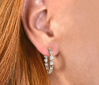 14K White Gold Diamond Hoop Earrings