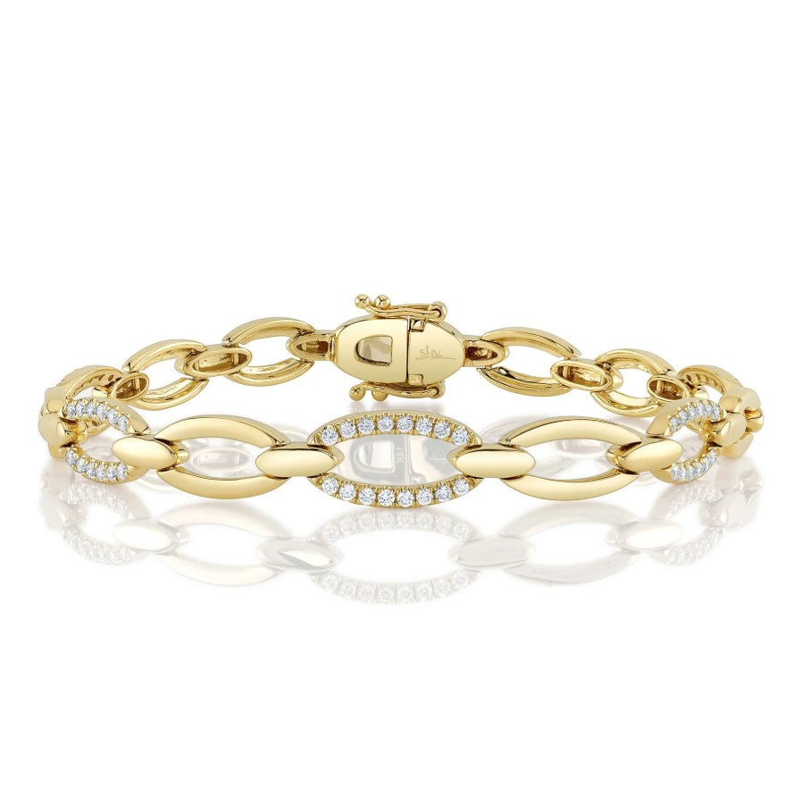 14K Yellow Gold Diamond Link Bracelet